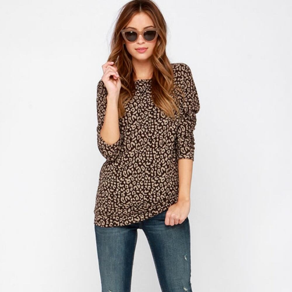Obey Echo Mountain Leopard Print Lightweight Swea… - image 1